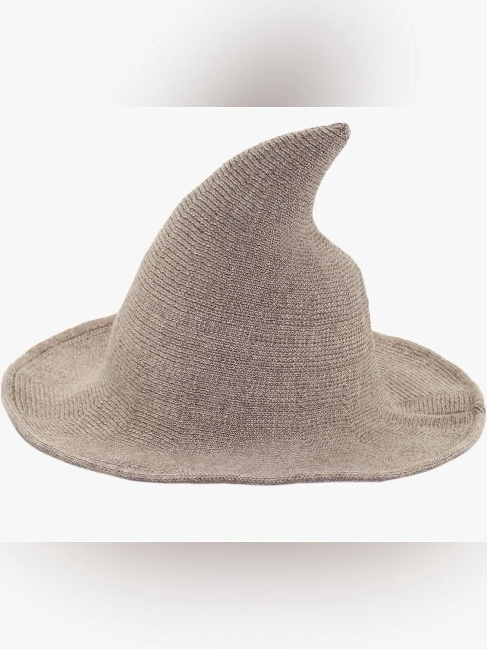 Taupe Knit Pointed Witch Hat - Women's Stylish Fall Accessory